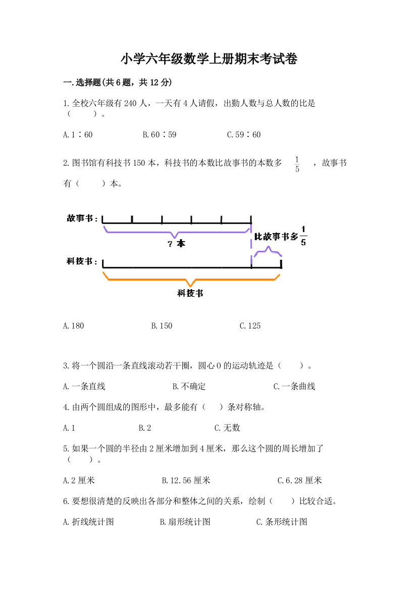 小学六年级数学上册期末考试卷及参考答案【典型题】