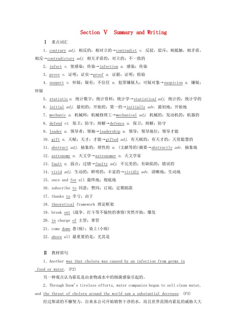 2023新教材高中英语Unit1ScienceandScientistsSectionⅤSummaryandWriting课时作业新人教版选择性必修第二册