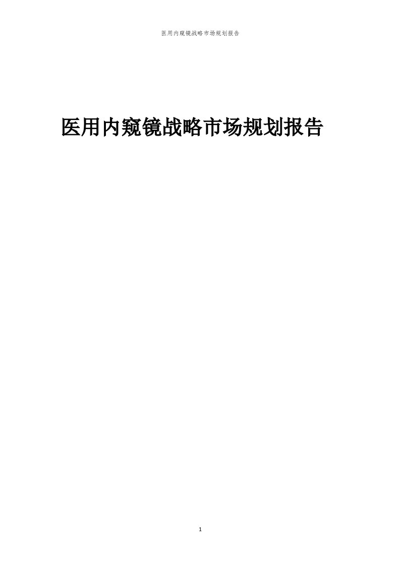 年度医用内窥镜战略市场规划报告