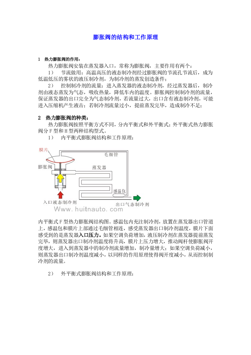 膨胀阀的工作原理