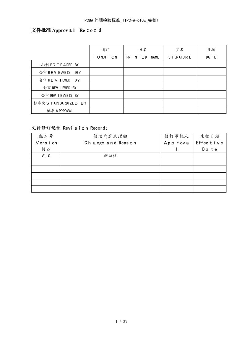 PCBA外观检验标准