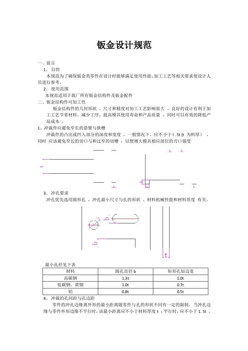 钣金设计要求