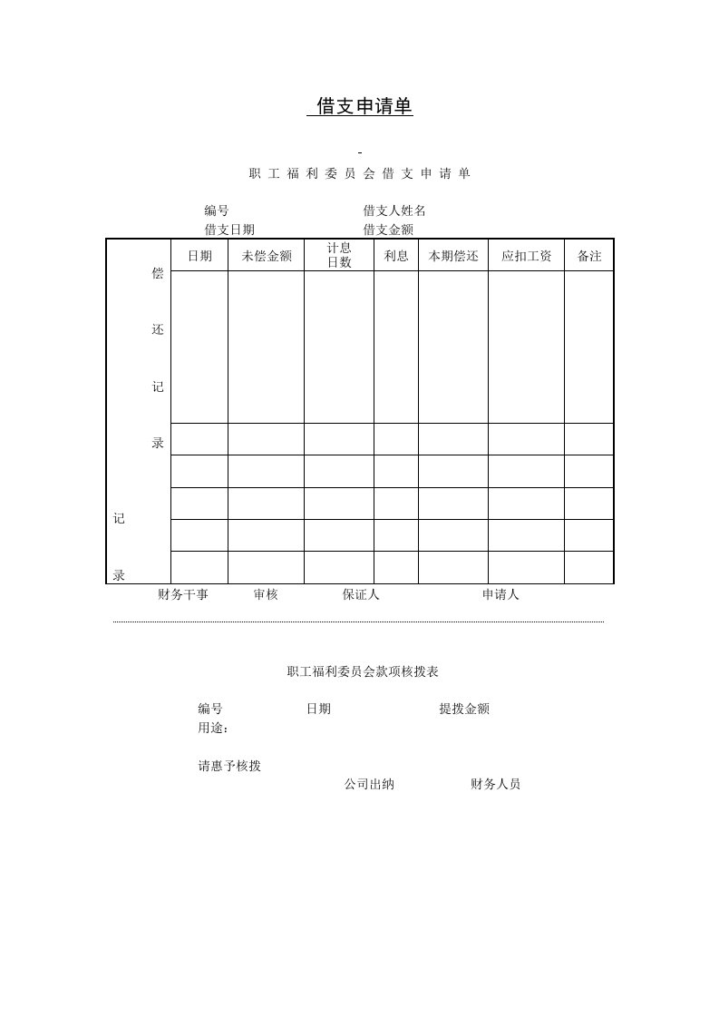 企业管理-借支申请单