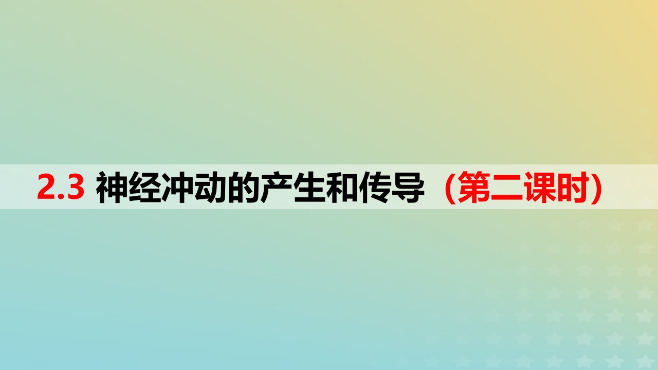 2023_2024学年同步备课精选高中生物2.3神经冲动的产生与传导第2课时课件新人教版选择性必修1