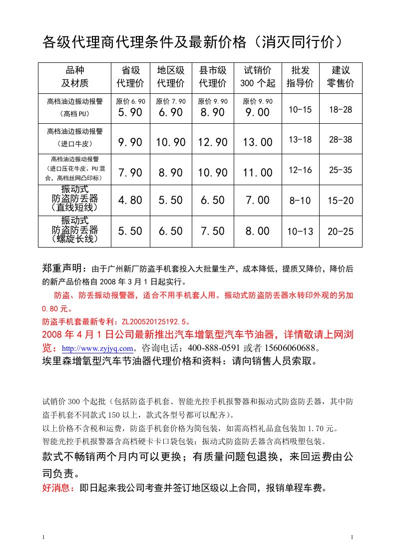 各级代理商代理条件及最新价格(消灭同行价)