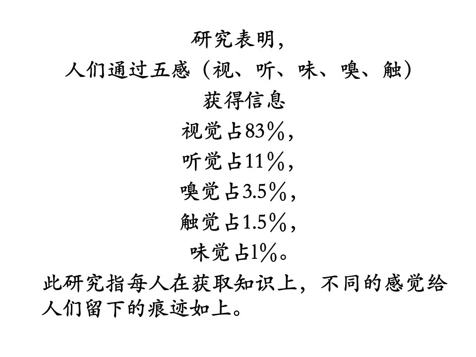 研究表明,人们通过五感（视、听、味、嗅、触）获得信...【精品-ppt】