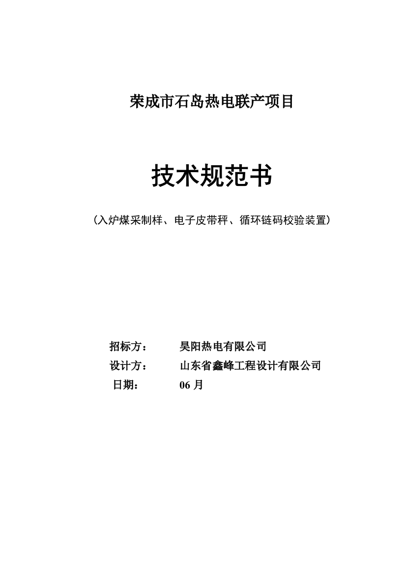 入炉煤采样皮带秤循环链码关键技术标准规范书