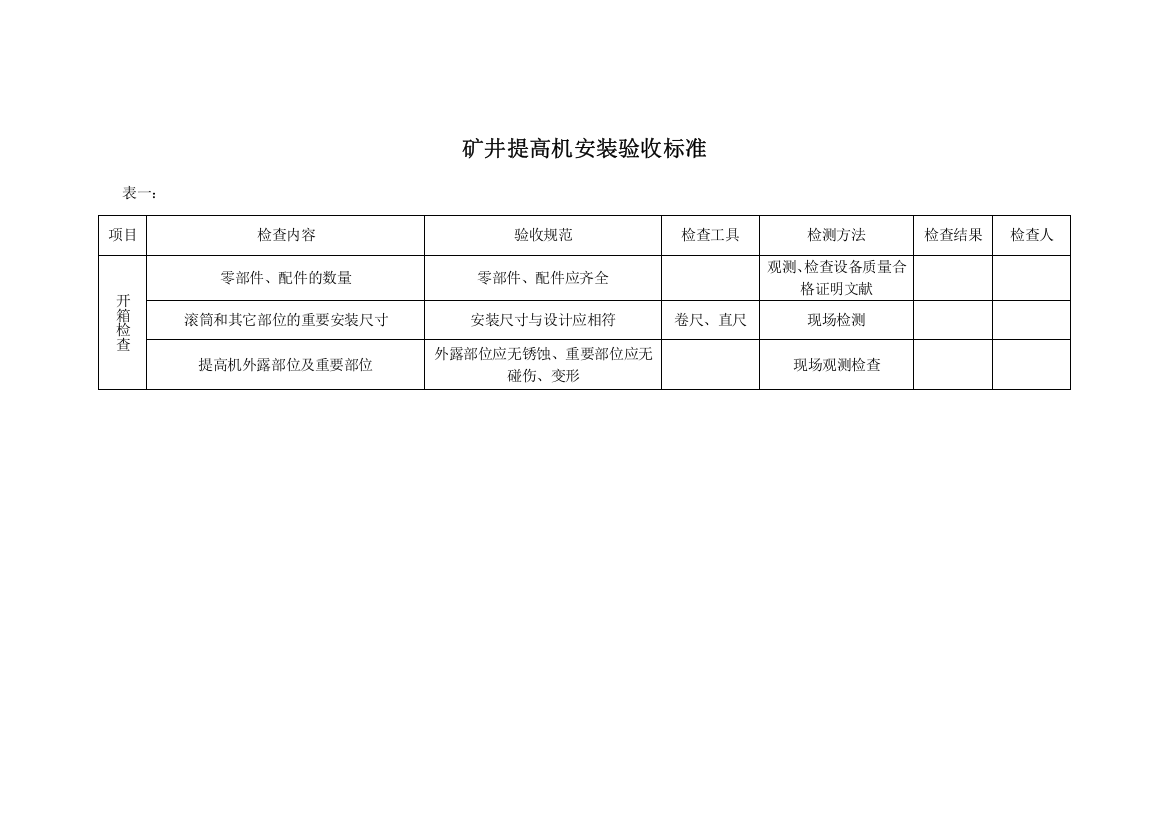 矿井提升机工程安装验收