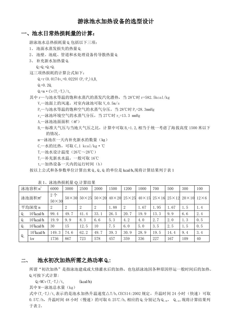 游泳池水加热设备的选型设计