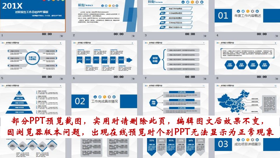 完整框架述职总结报告、工作计划ppt模板