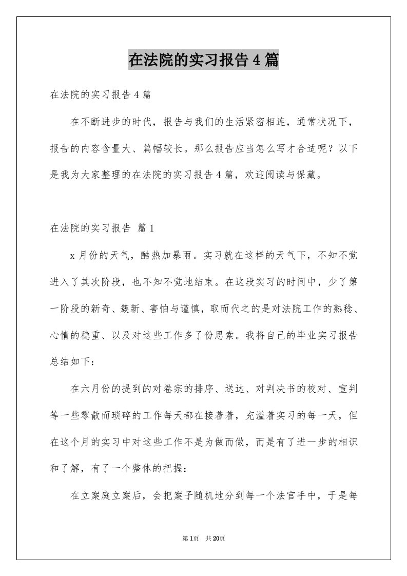 在法院的实习报告4篇范文