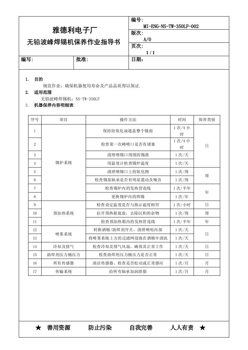 2268波峰焊保养作业指导书