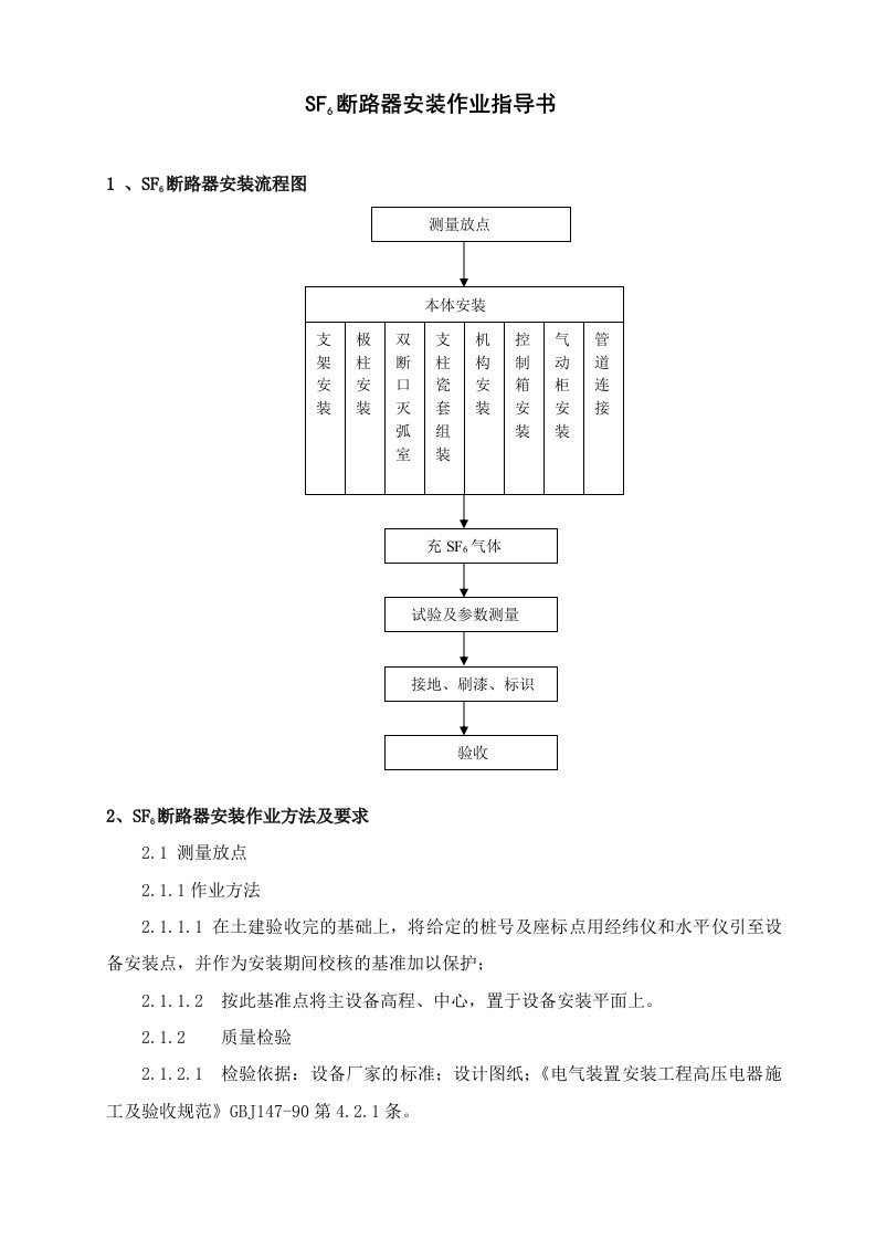 水利水电工程机电安装作业指导书(15个文件)SF6断路器安装-最终-工程综合