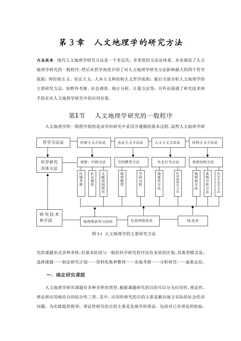 人文地理学研究分析方法