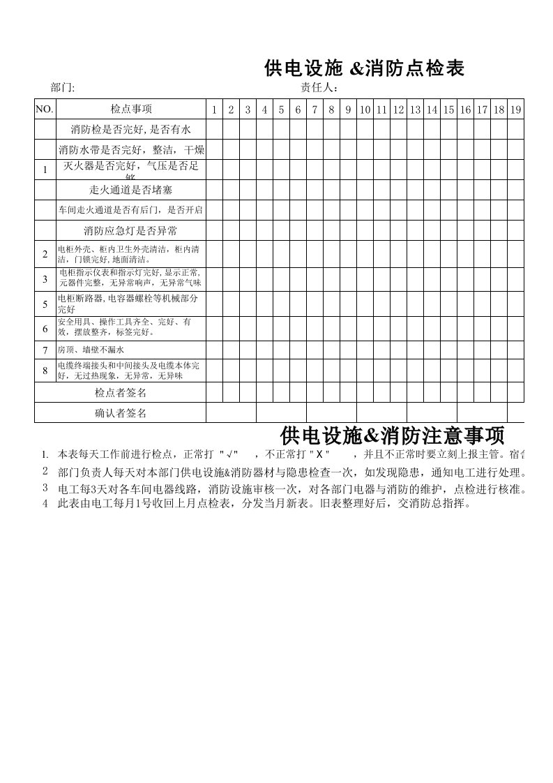 消防设施点检表