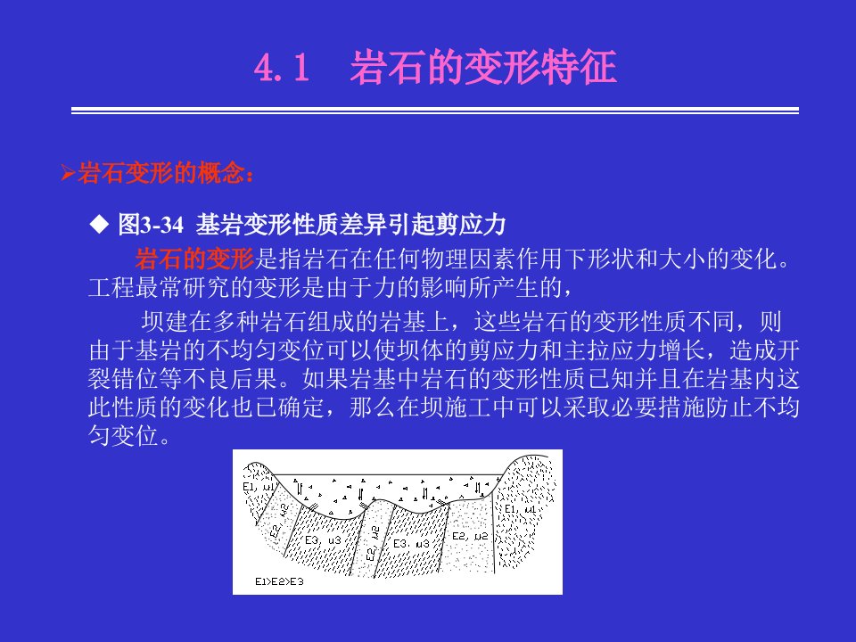 华北水利水电学院岩土工程系岩石力学课程组第4章岩石的变形