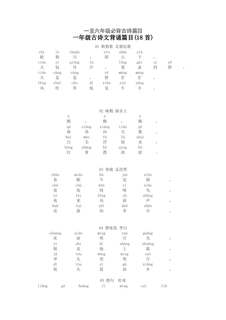 小学生古诗120首