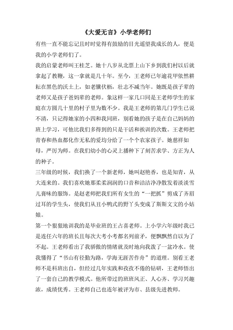 《大爱无言》小学老师们