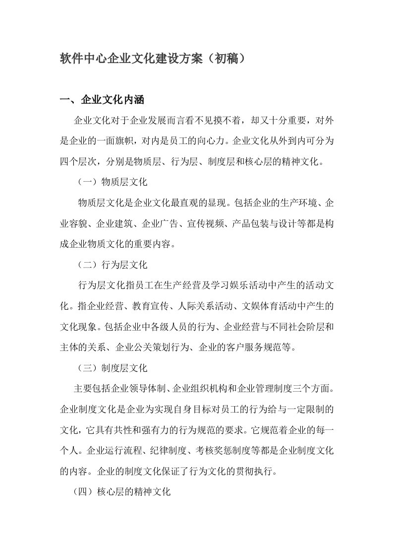 软件中心企业文化建设方案