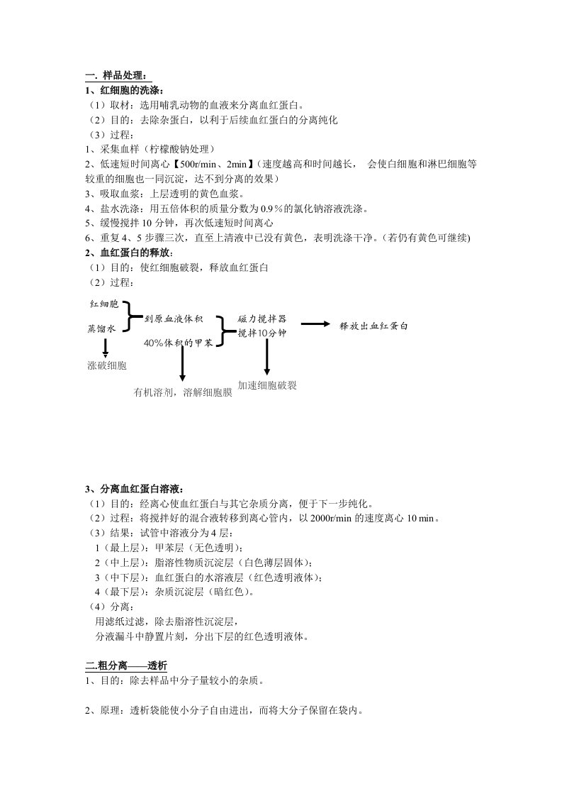 血红蛋白的提取与分离