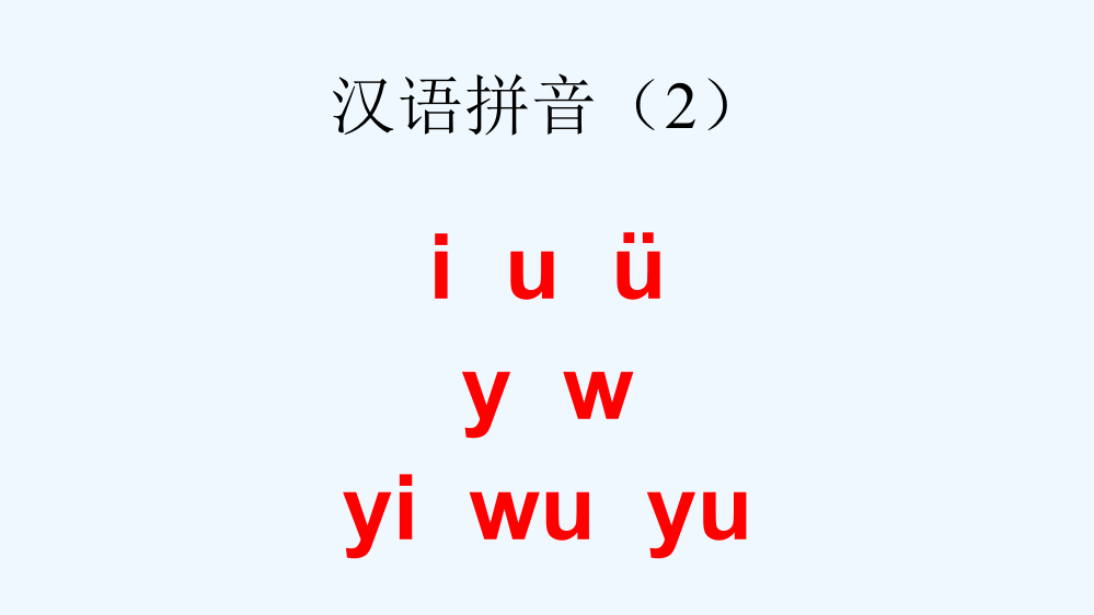 (部编)人教一年级上册i　u　ü　y　w