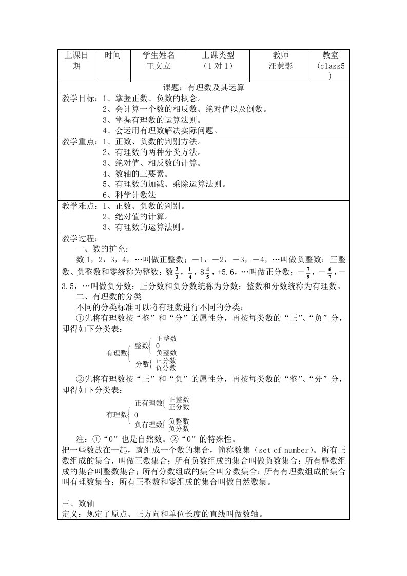 七年级上册第二章有理数