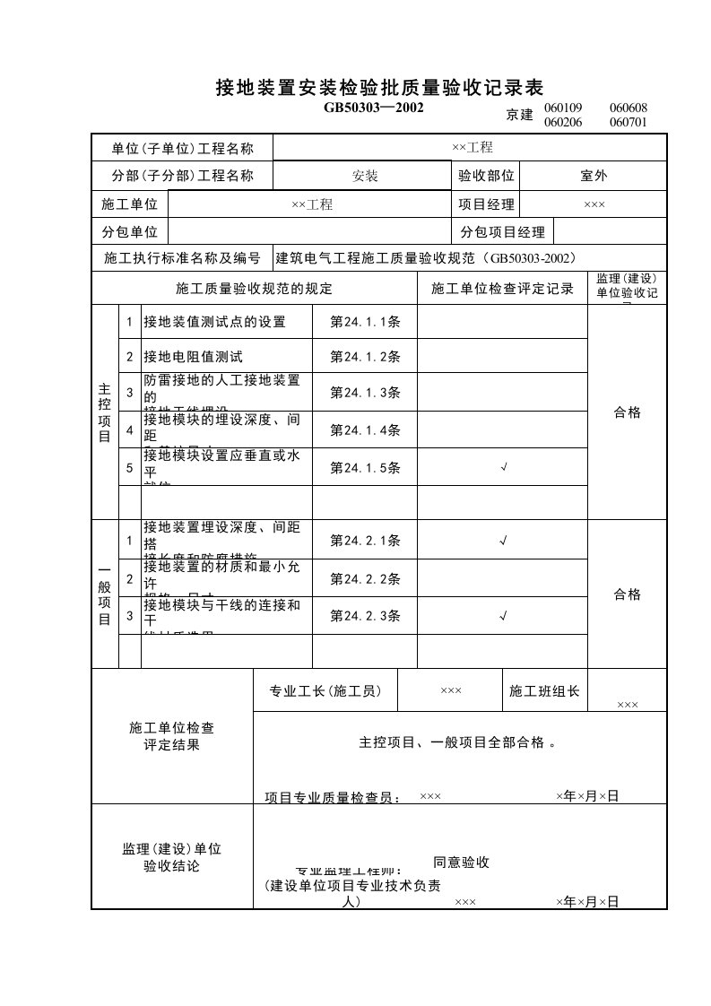 建筑工程-接地装置安装检验批2