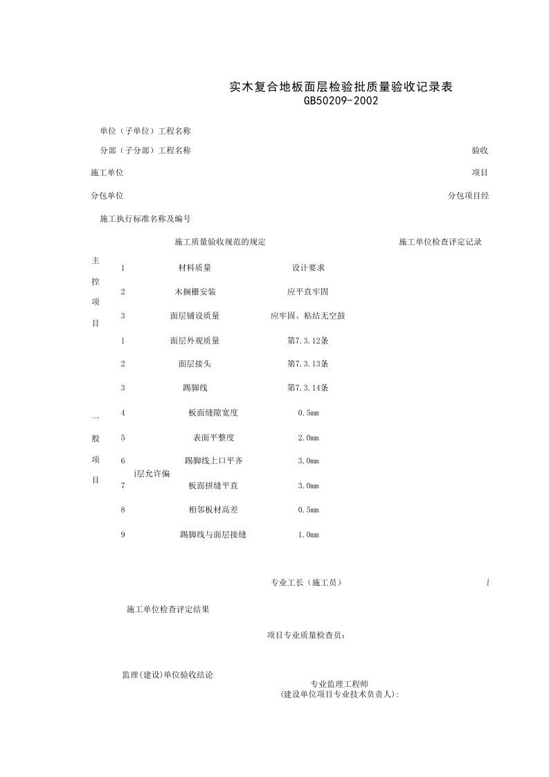 建筑工程-030115_实木复合地板面层检验批质量验收记录表