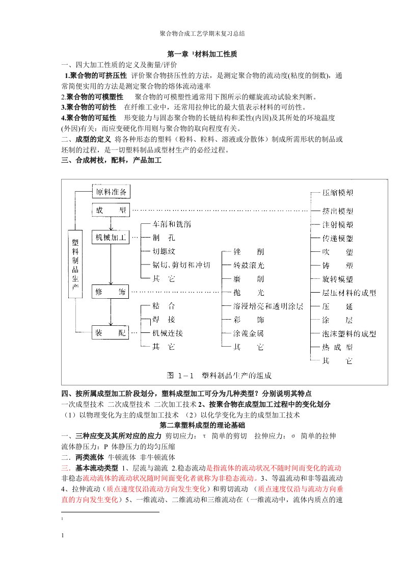 聚合物合成工艺学复习材料