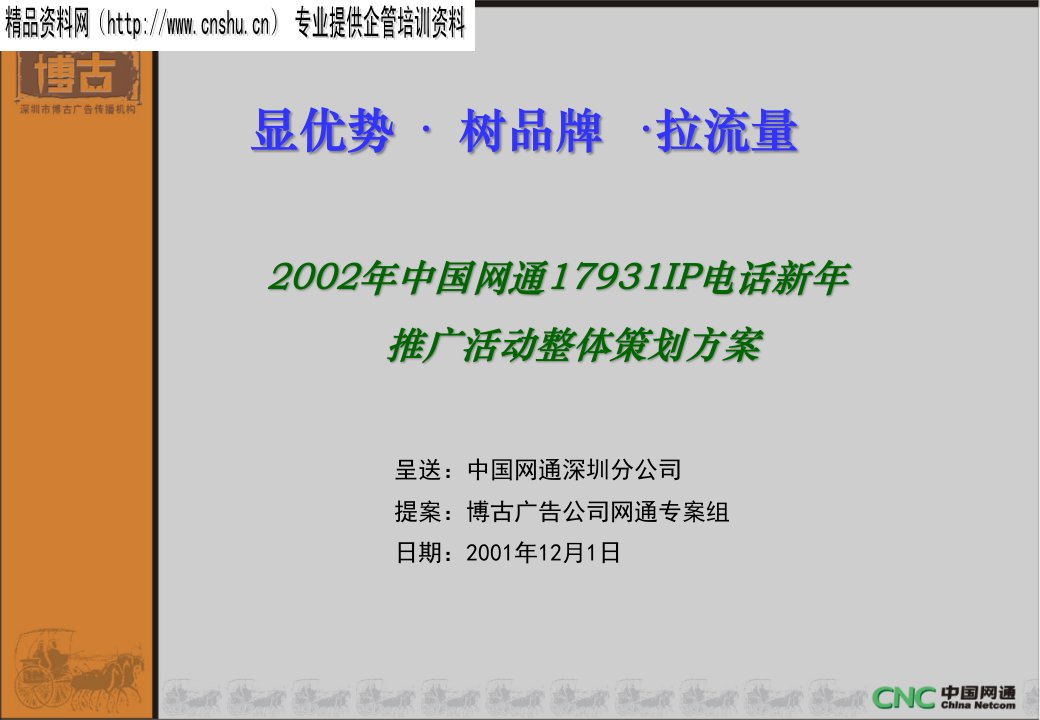 中国网通推广活动整体策划方案