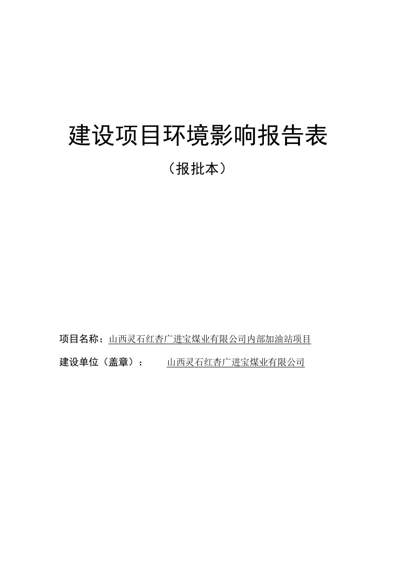 山西灵石红杏广进宝煤业有限公司内部加油站项目环评报告表