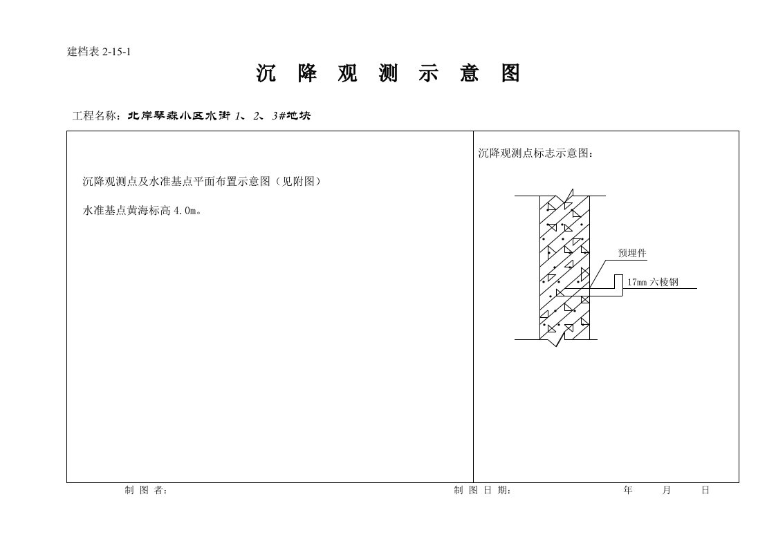 份详细填写好的沉降观测记录表