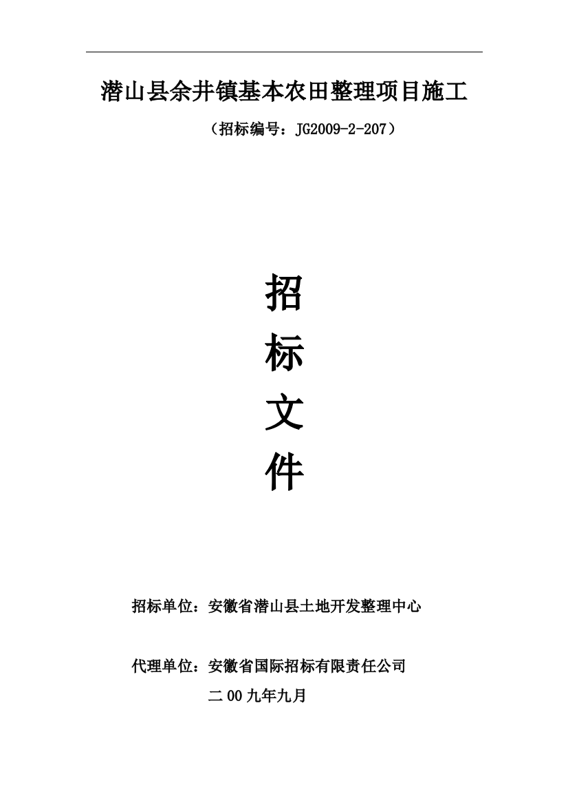 (发投标人)余井土地整理施工招标文件(清单已填)