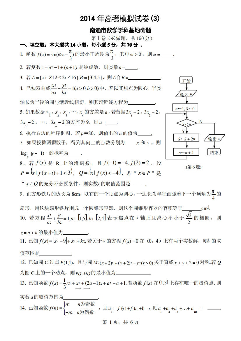 2014南通数学学科基地密卷(3)