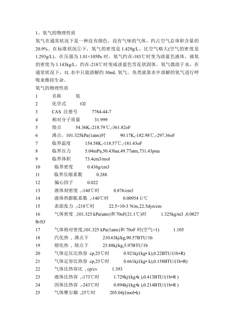 氮氧物理性质比较