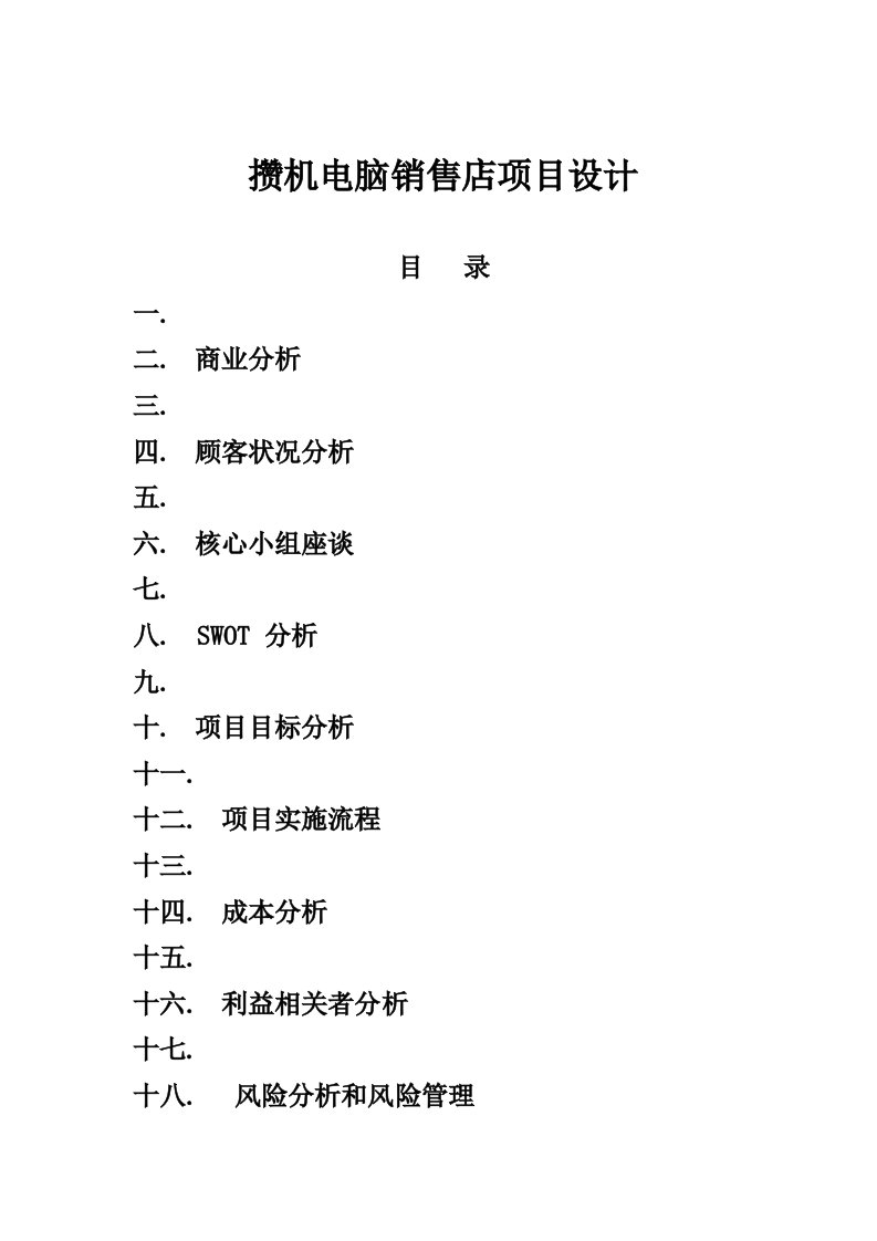 商务项目分析报告范文)