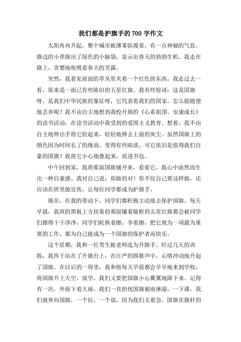 我们都是护旗手的700字作文