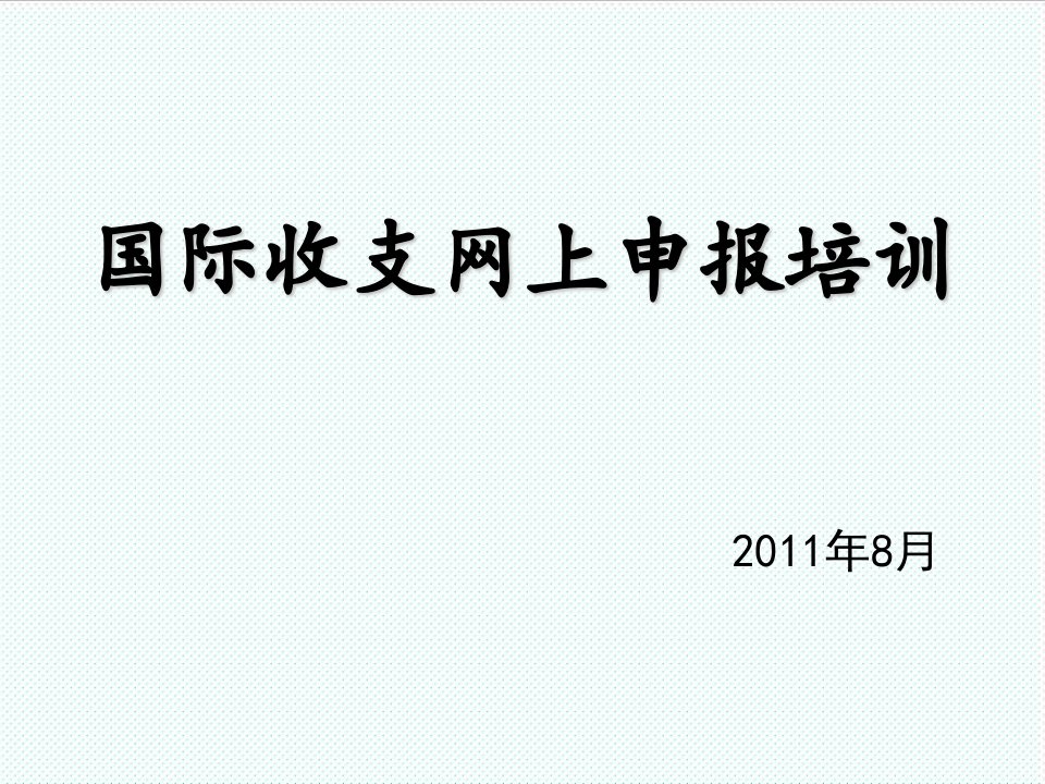 企业培训-国际收支网上申报培训稿