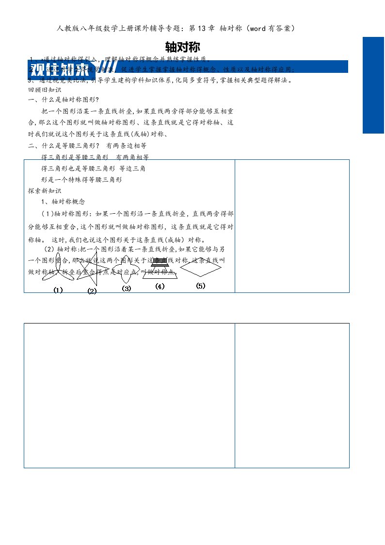 人教版八年级数学上册课外辅导专题：第13章