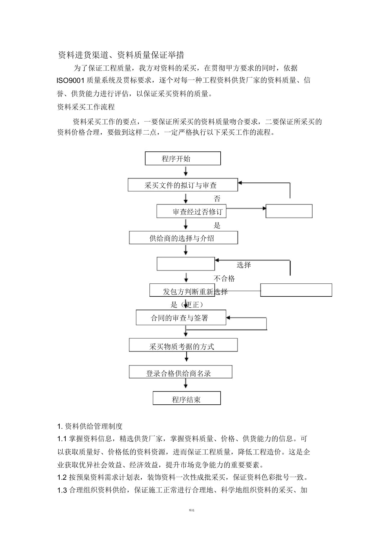 材料进货渠道、材料质量保证措施