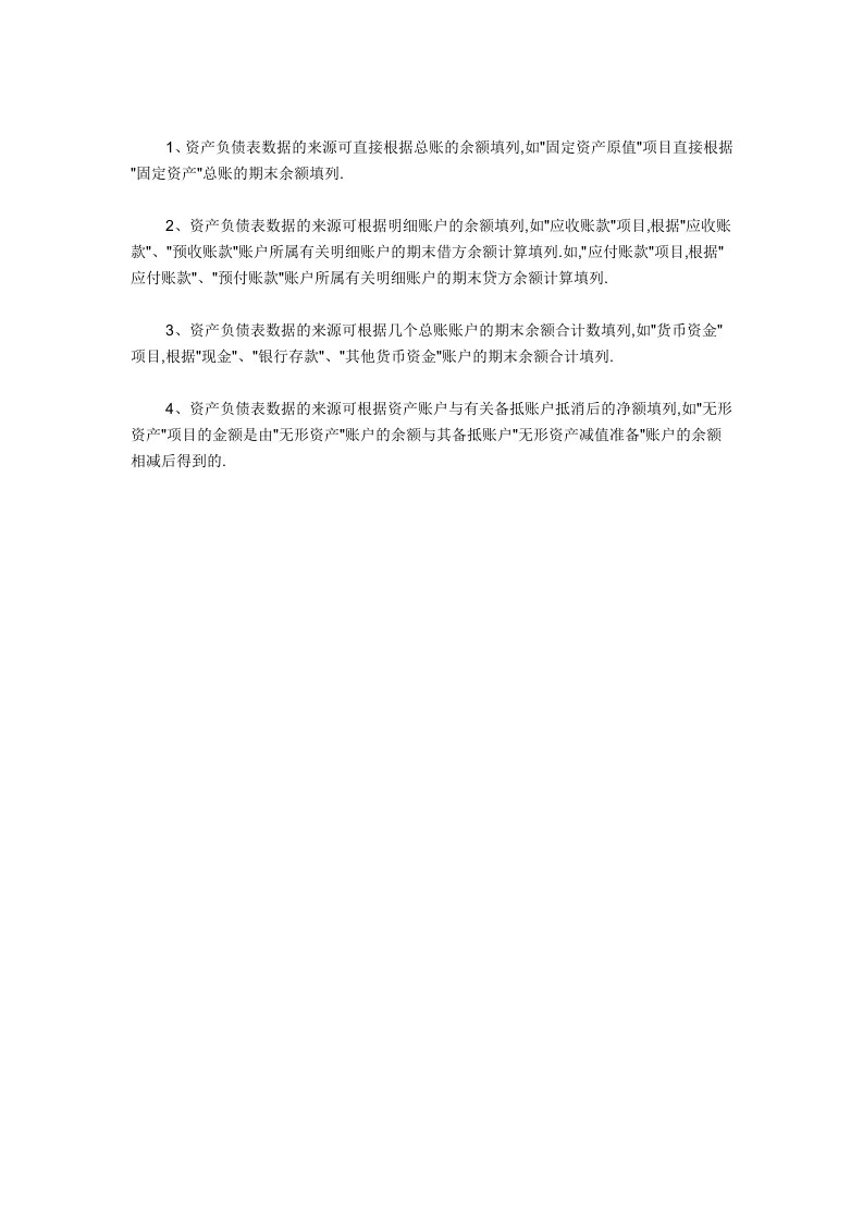 资产负债表报表项目表内列报金额的来源有哪些