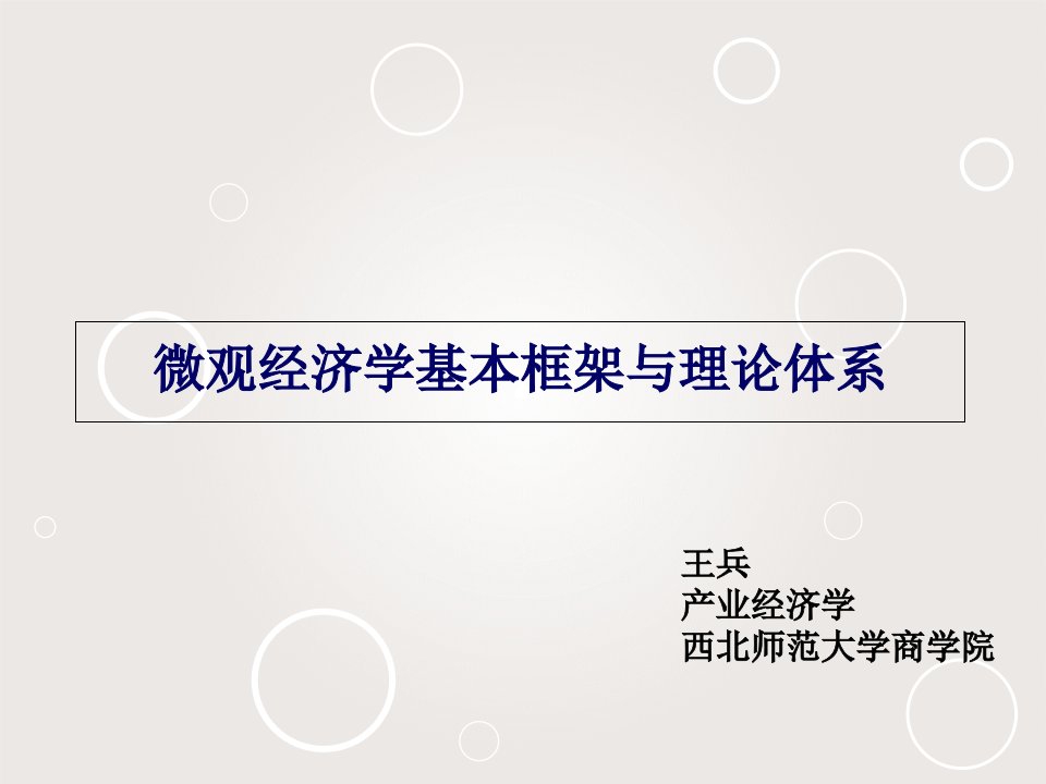 微观经济学基本框架与理论体