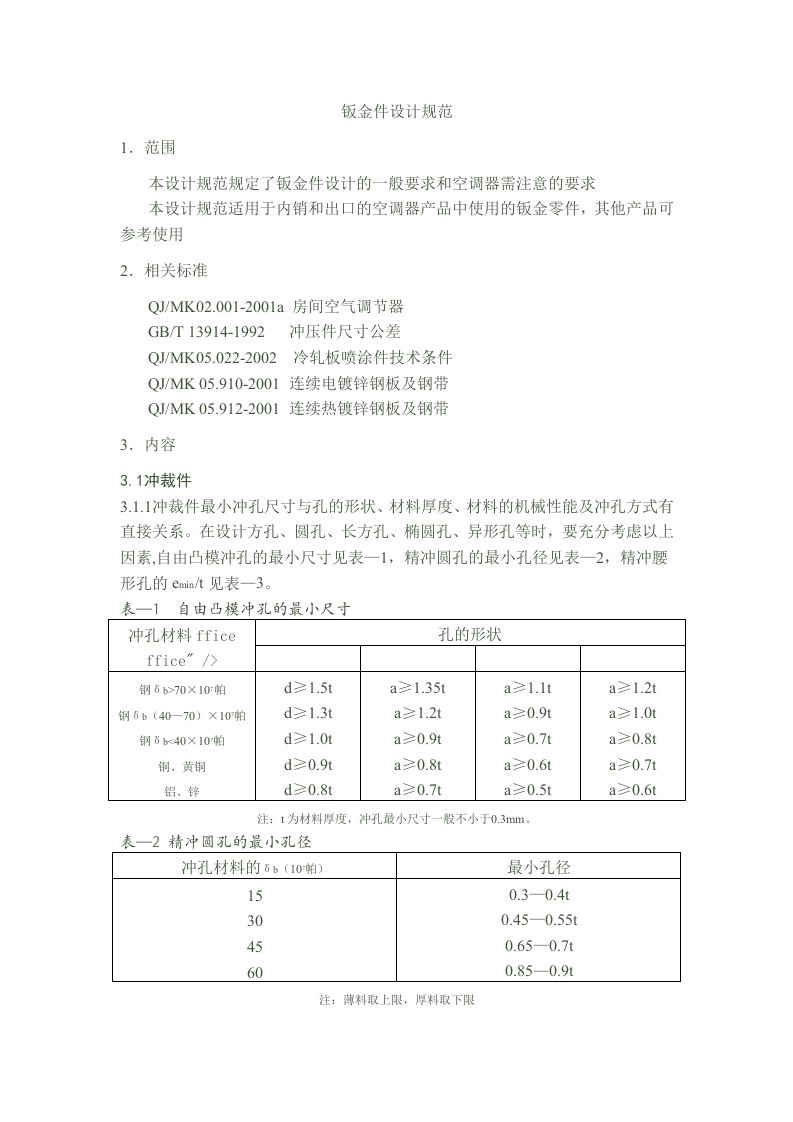 钣金件设计规范