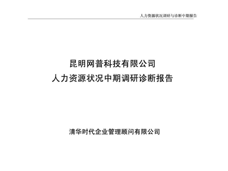 昆明网普科技有限公司人力资源状况中期调研诊断报告