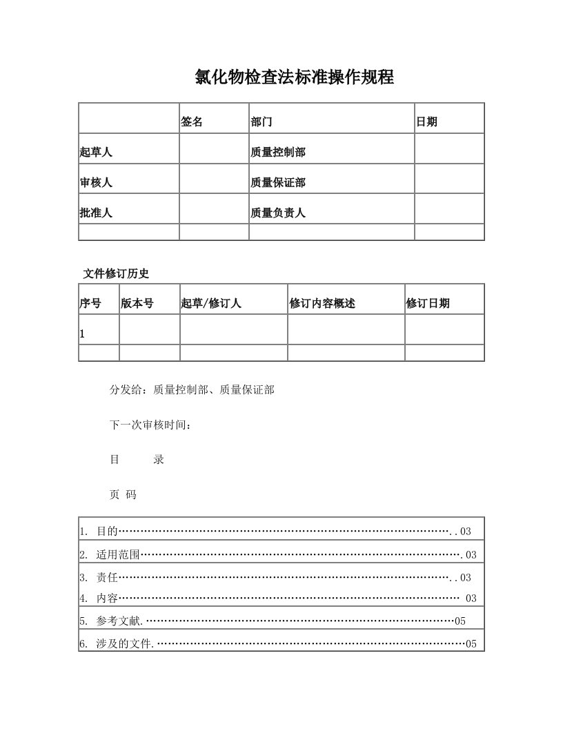 vkkAAA氯化物检查法标准操作规程