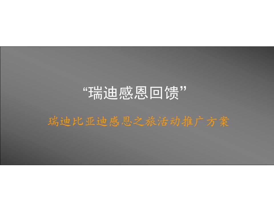 2011瑞迪比亚迪感恩之旅活动推广方案