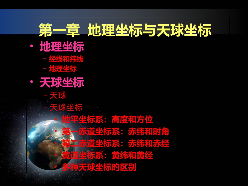 地球地理坐标与天球坐标省名师优质课赛课获奖课件市赛课一等奖课件