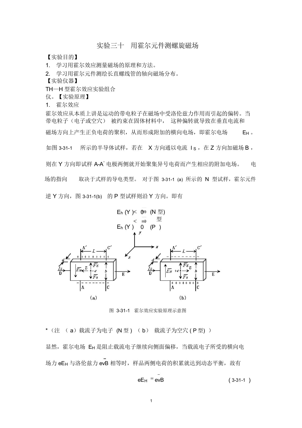 用霍尔元件测螺线管磁场实验报告精编版