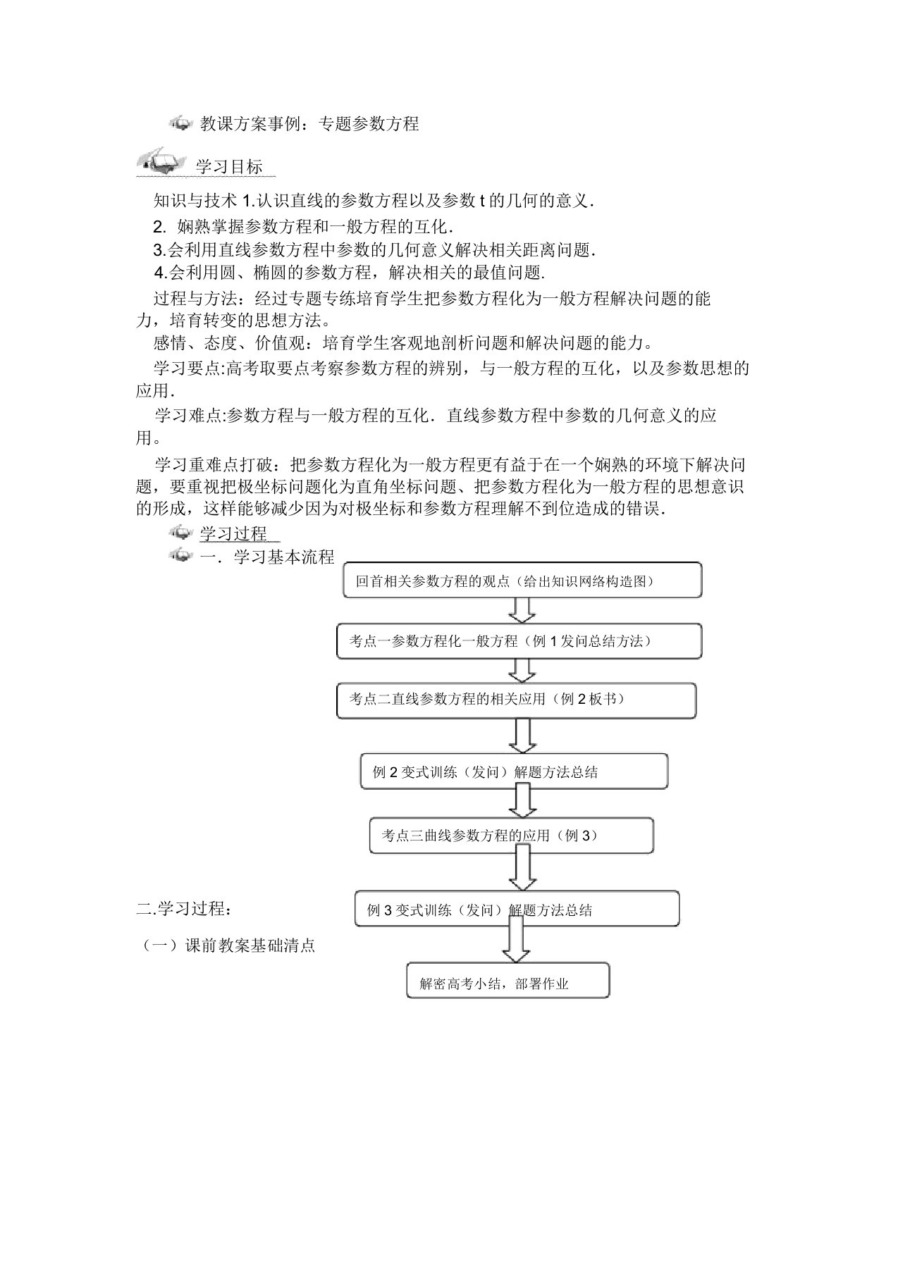 数学人教版高中二年级教学设计参数方程教案(张东玲)