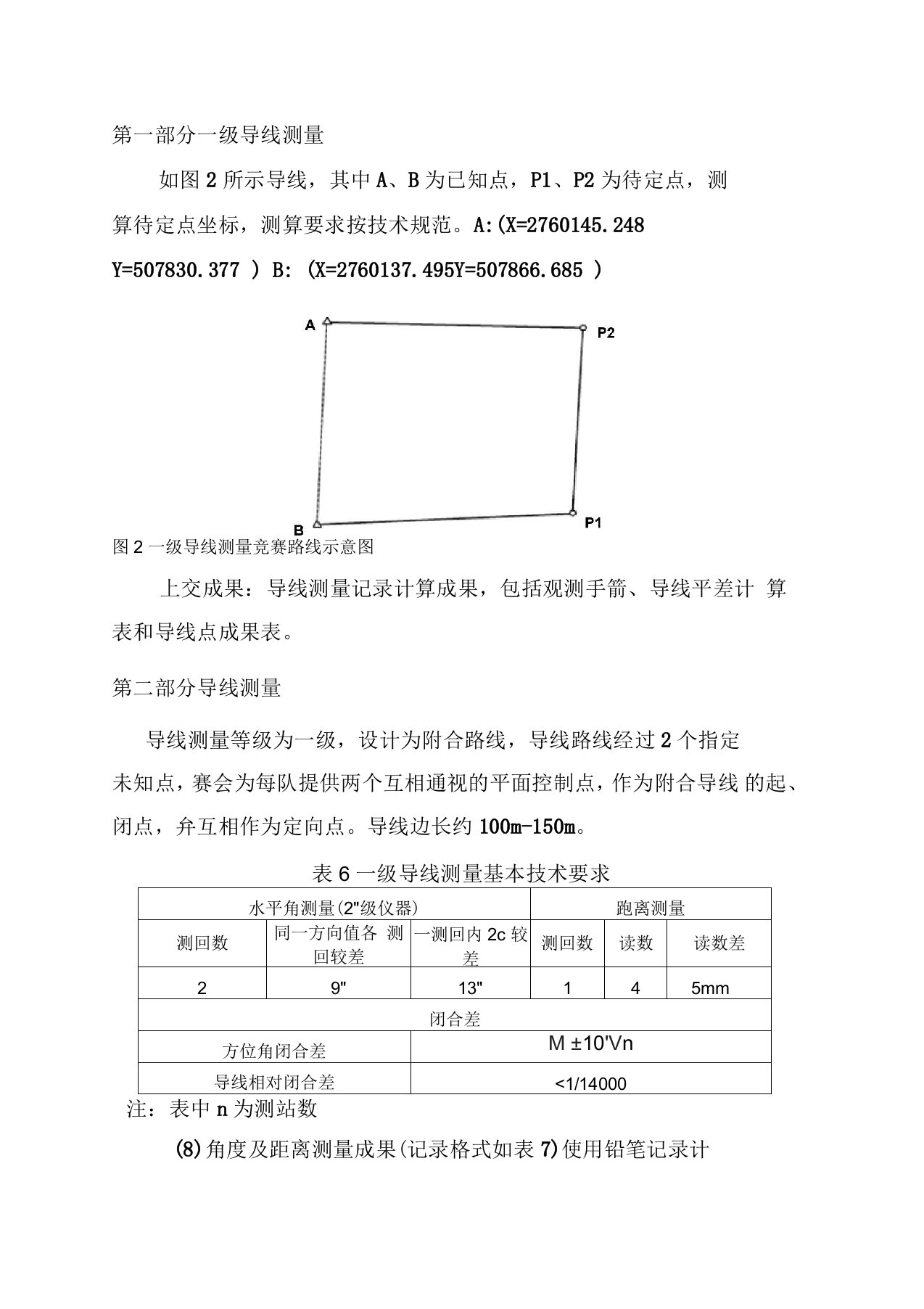 一级导线测量注意事项及范例